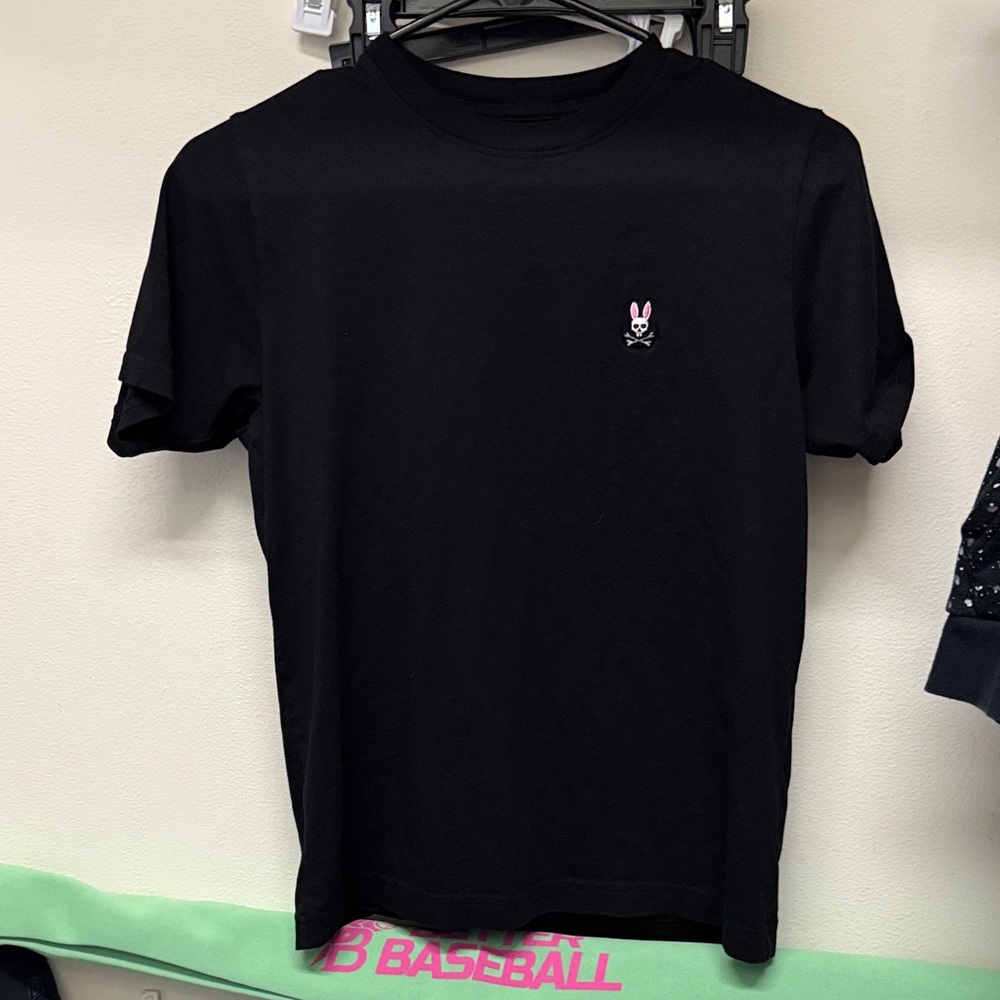 Psycho Bunny Black Tee with Pink Bunny Logo